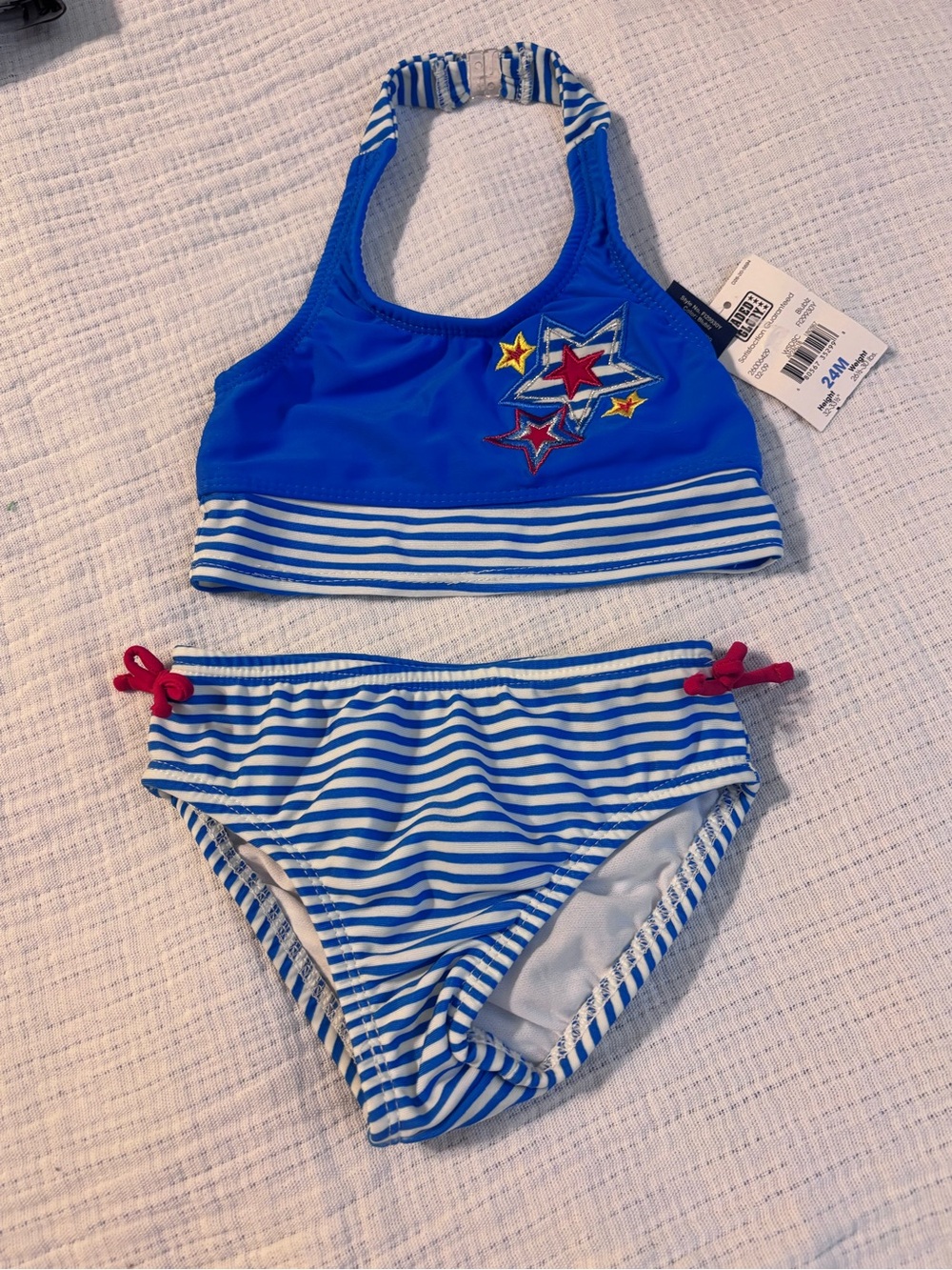 Faded Glory Bright Blue Star-Appliqué Tankini Top